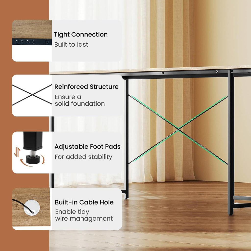 Tangkula L-Shaped Computer Desk with Power Outlets, 95' Long 2-Person Desk with Monitor Shelf, Modern Corner Desk Gaming Table with USB Ports for Home Office