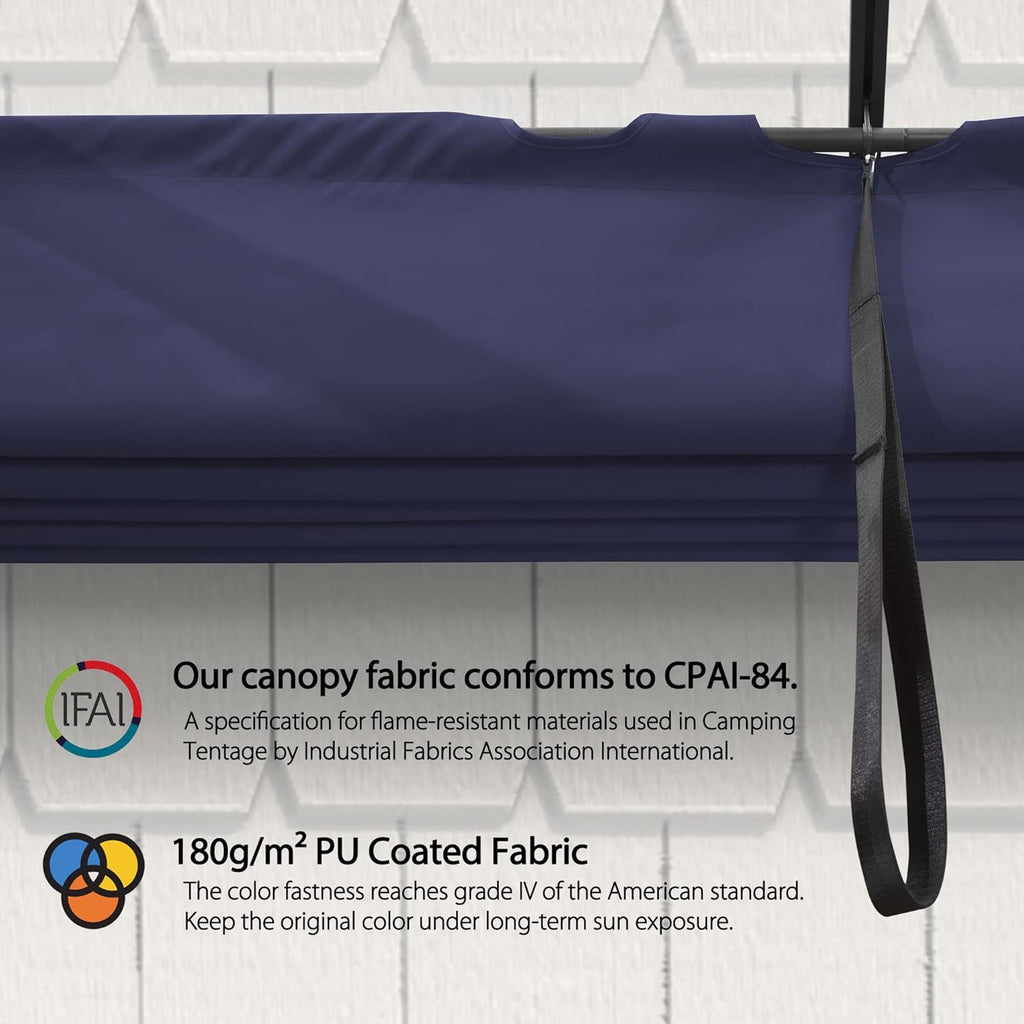 PURPLE LEAF Pergola Shade Cover for 10' X 10' Deck Porch Outside Outdoor Retractable Durable Fabric Canopy Replacement Top Only Navy Blue