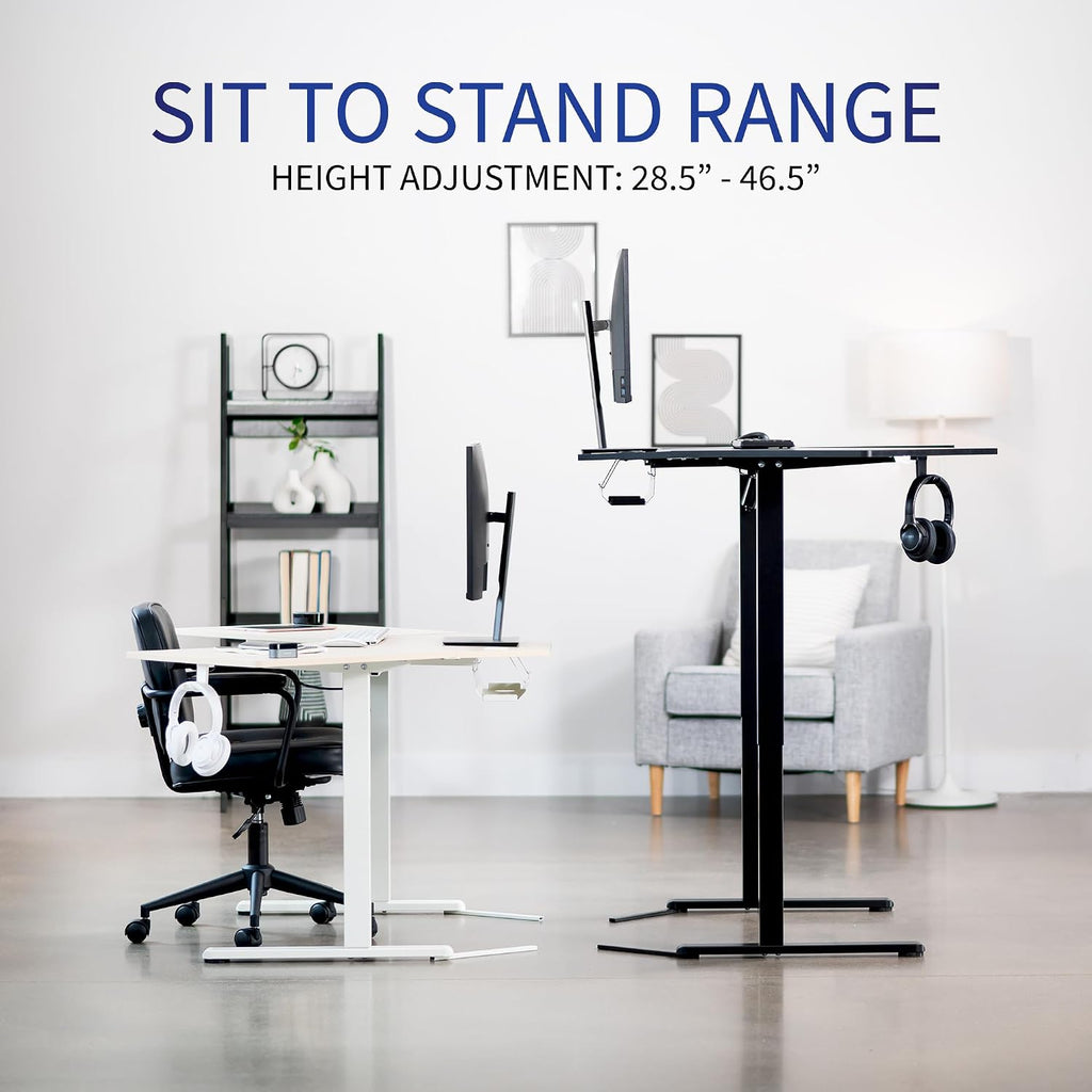 VIVO Electric Corner L-Shaped 47 x 47 in Standing Desk, Memory Height Adjustment, Light Wood Top White Frame, DESK-E1L94C