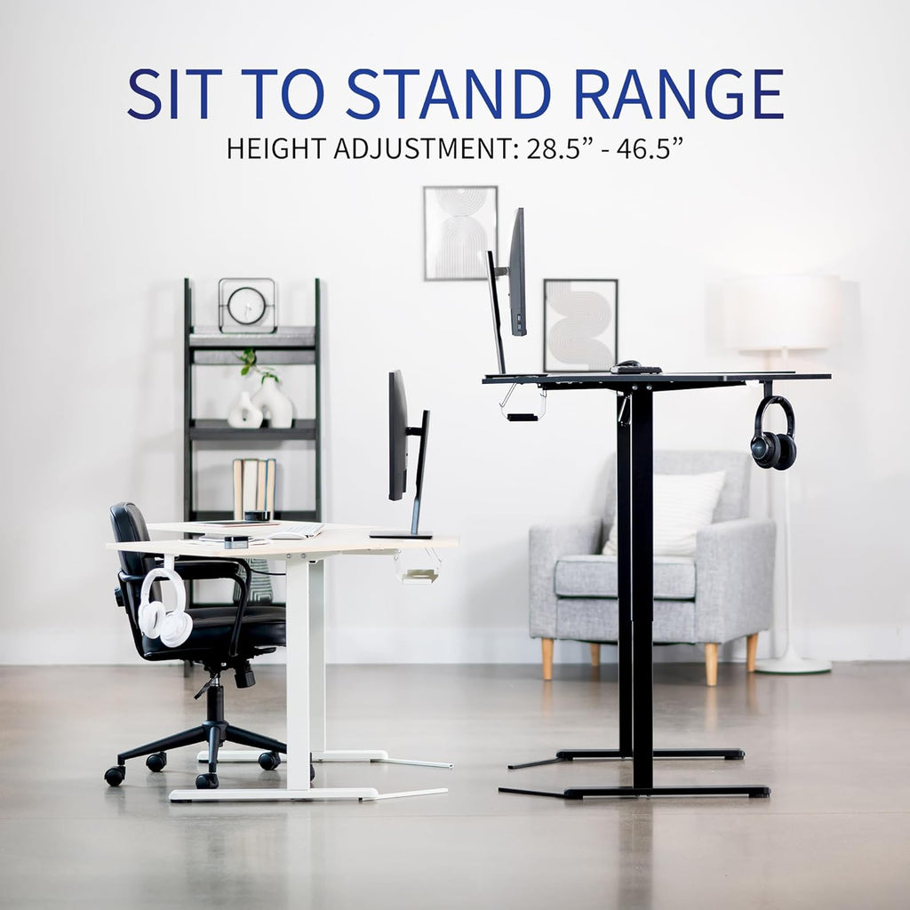 VIVO Electric Corner L-Shaped 47 x 47 in Standing Desk, Memory Height Adjustment, Black Top Black Frame, DESK-E1L94B