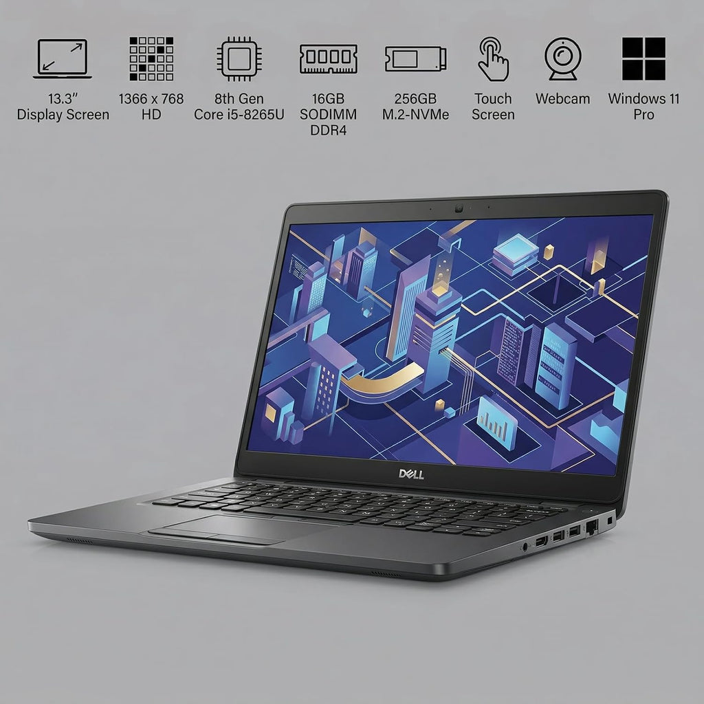 Dell Latitude 5400 14-Inch 1920 x 1080 FHD Touch Screen Laptop, Core i7-8665U, 32GB DDR4 RAM, 1TB M.2 NVMe SSD, HDMI, Windows 11 Pro, Webcam, Business Laptop (Renewed)