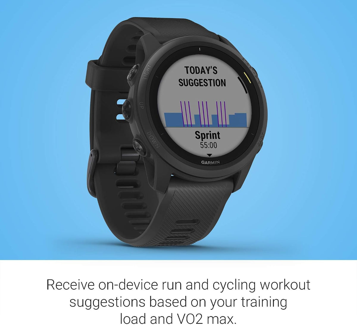 Garmin Forerunner 745, GPS Running Watch, Detailed Training Stats and On-Device Workouts, Essential Smartwatch Functions, Black (010-02445-00) (Renewed)
