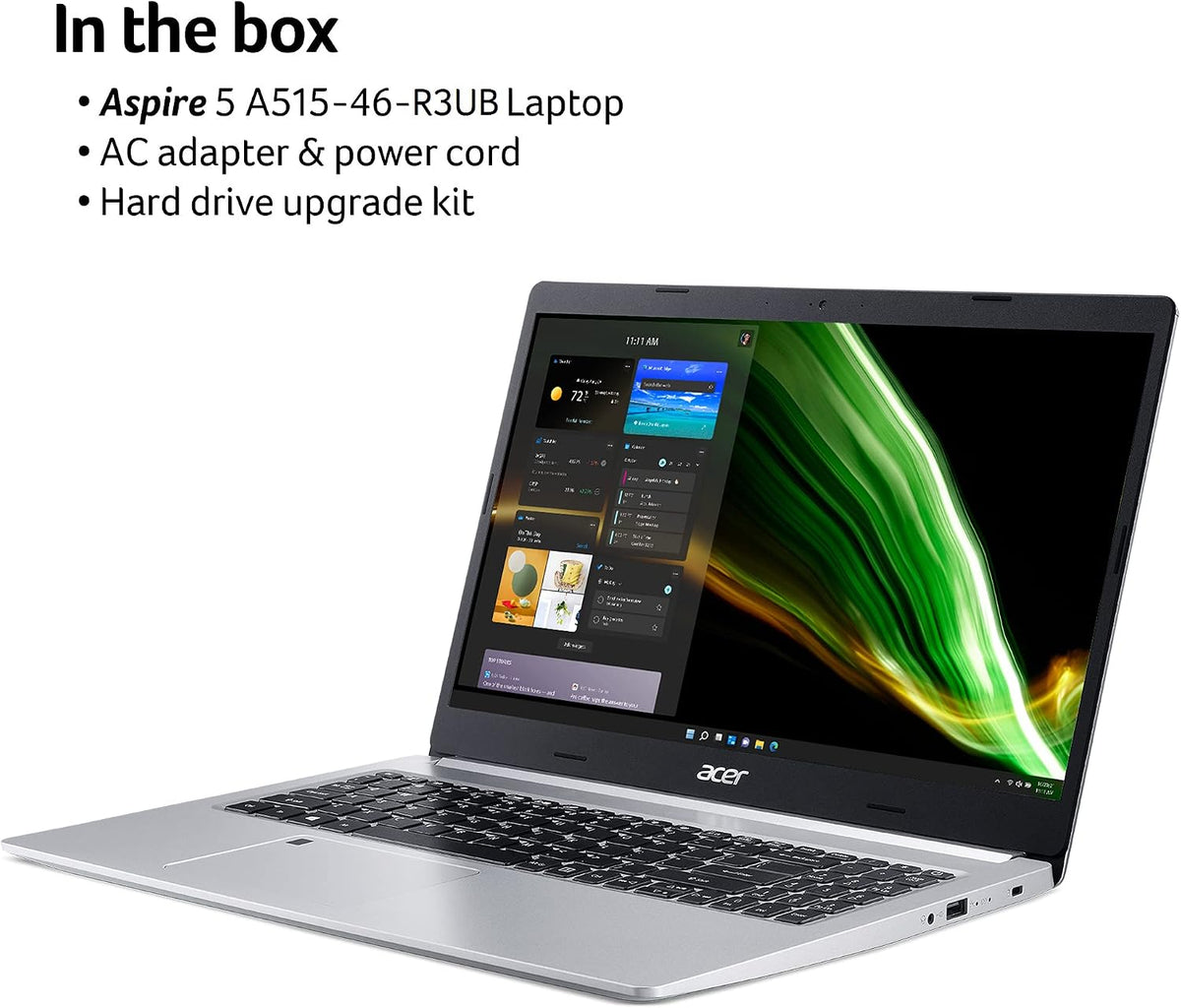 Acer Aspire 5 A515-46-R3UB | 15.6' Full HD IPS Display | AMD Ryzen 3 3350U Quad-Core Mobile Processor | 4GB DDR4 | 128GB NVMe SSD | WiFi 6 | Backlit KB | FPR | Amazon Alexa | Windows 11 Home in S mode