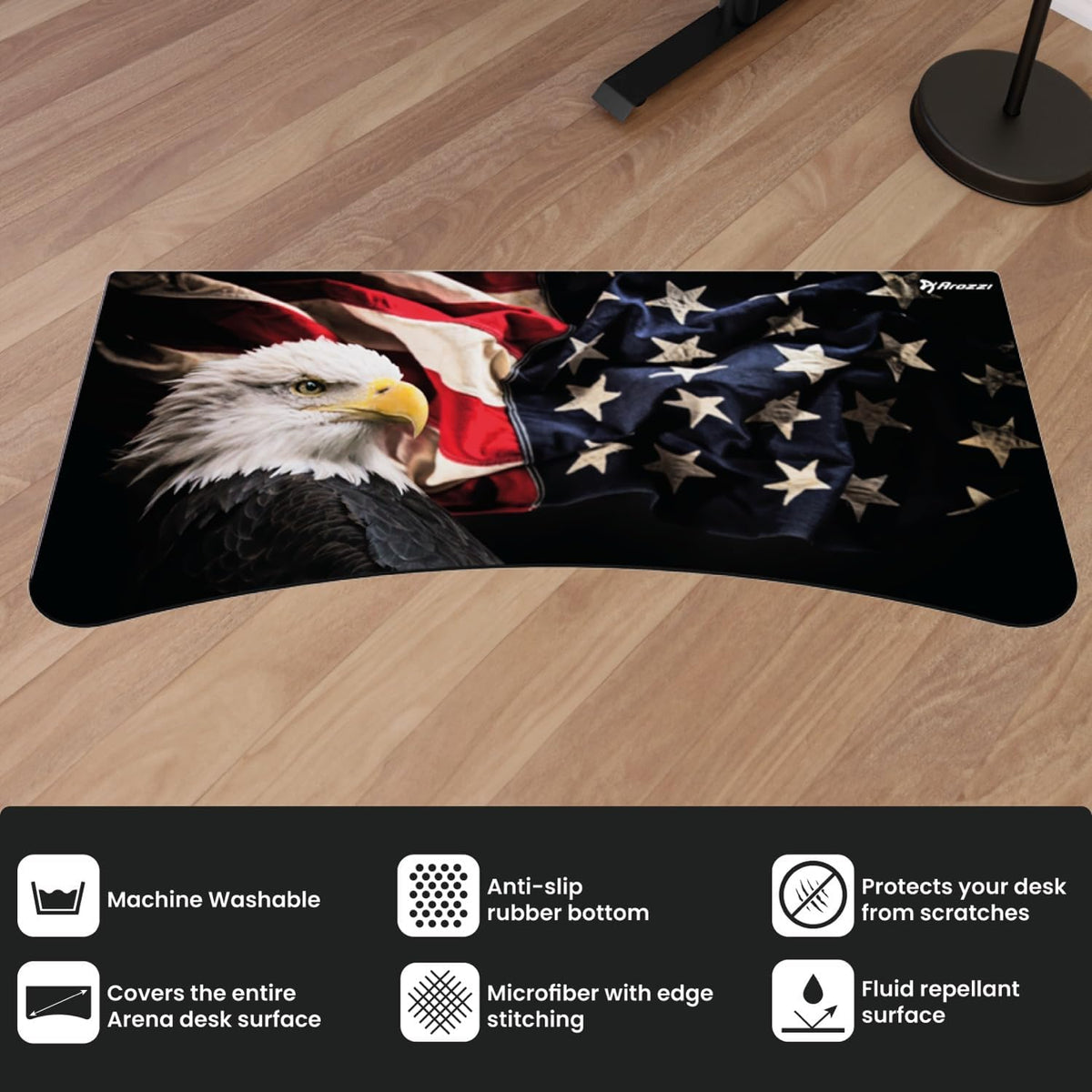 Arozzi Arena Gaming Desk Mat, Full Surface Custom Desk Pad, Interchangeable, Water Resistant & Washable Computer Desk Mouse Pad with Stitched Edges (D042)