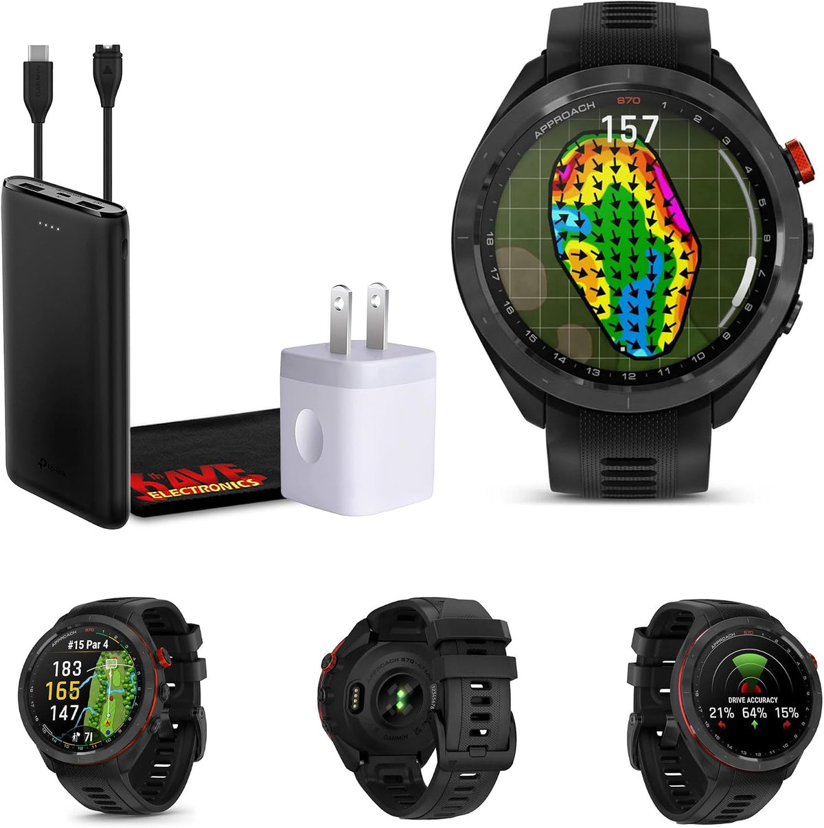 Garmin Approach S70 47MM Golf GPS Fitness Tracker Smartwatch for Men, Lightweight 1.2' Touchscreen AMOLED Display and 42000 Preloaded Courses -Black- Garmin Watches for Men
