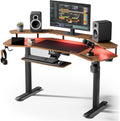 EUREKA ERGONOMIC 72' Standing Desk, Adjustable Height Dual Motor Computer Desk with Keyboard Tray & LED Monitor Stand, Gaming Music Studio Workstation, Slot Design, Deep Walnut