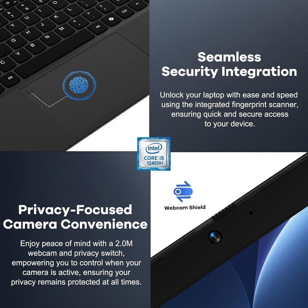 NIMO 15.6' FHD lPS-Business-Laptop, 8 Cores i5-12450H 16GB RAM 512GB SSD (Beat i7-11800H, Up to 4.4 GHz) 100W Type-C Fingerprint Backlit Keyboard WiFi-6, for Home and Student