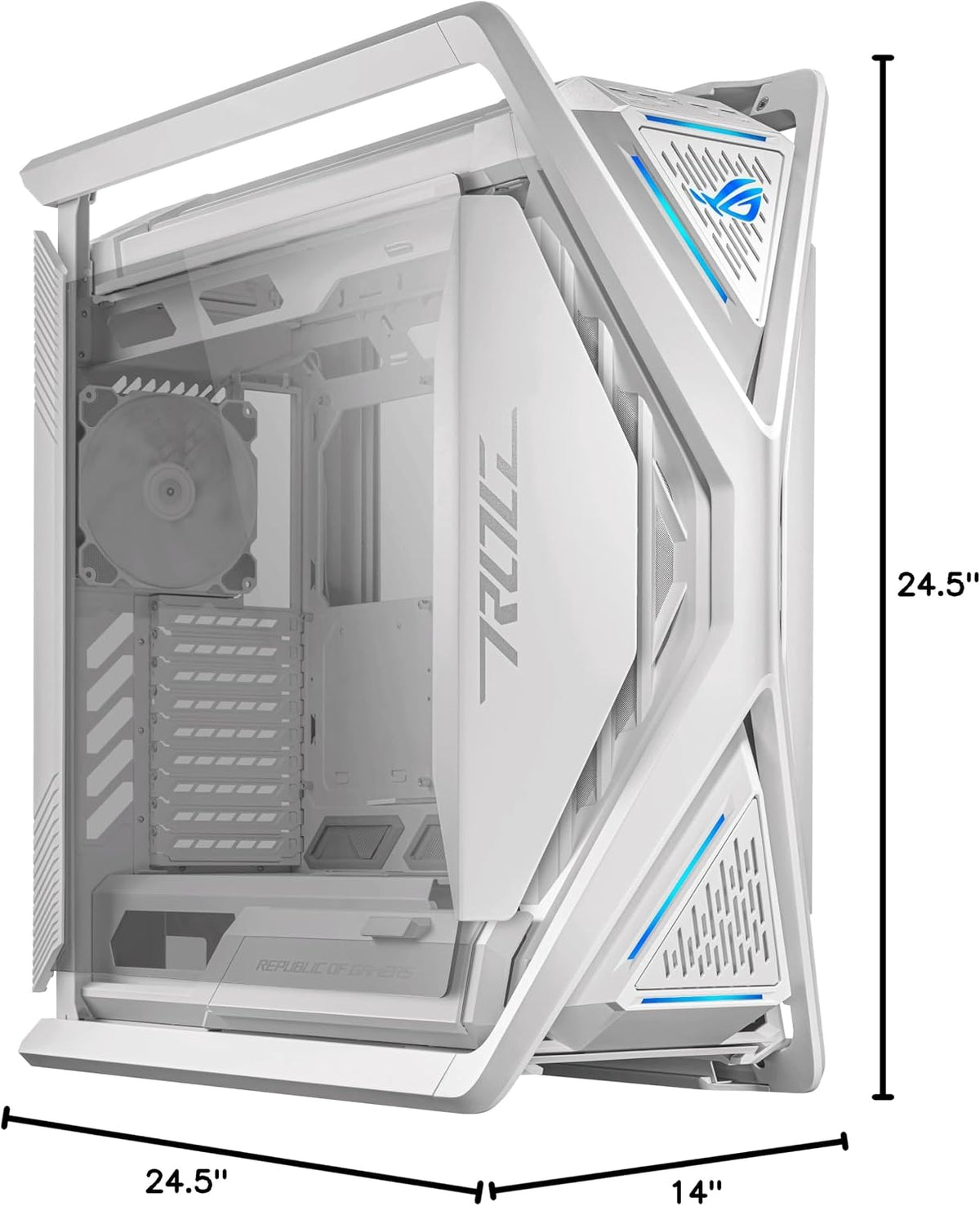 ASUS ROG Hyperion GR701 White EATX Full-Tower Gaming Case, High Airflow Design, Tool-Free Side Panels, Pre-Installed 4x140mm Fans, Supports 420mm Radiators, Built-in GPU Holder, Front USB-C