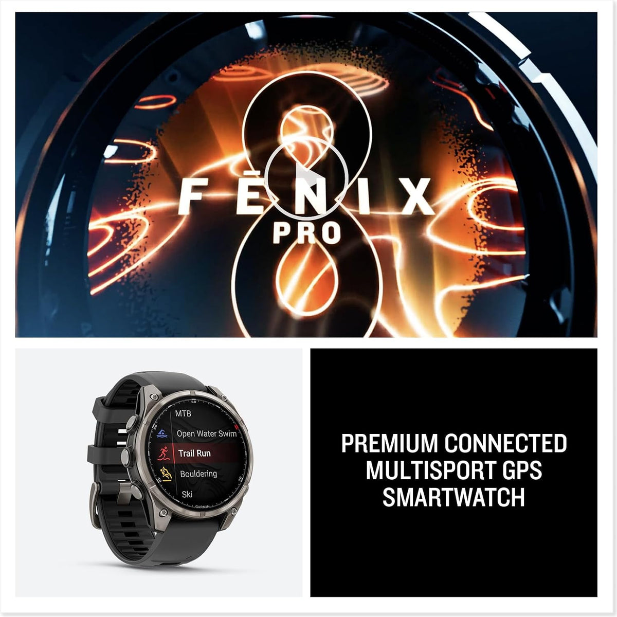 Garmin Fenix 8 Pro, 47mm, AMOLED Display, Premium Multisport GPS Smartwatch, inReach Technology for Emergency Survival, Health Tracking | Titanium/Graphite, Signature Series Power Bundle