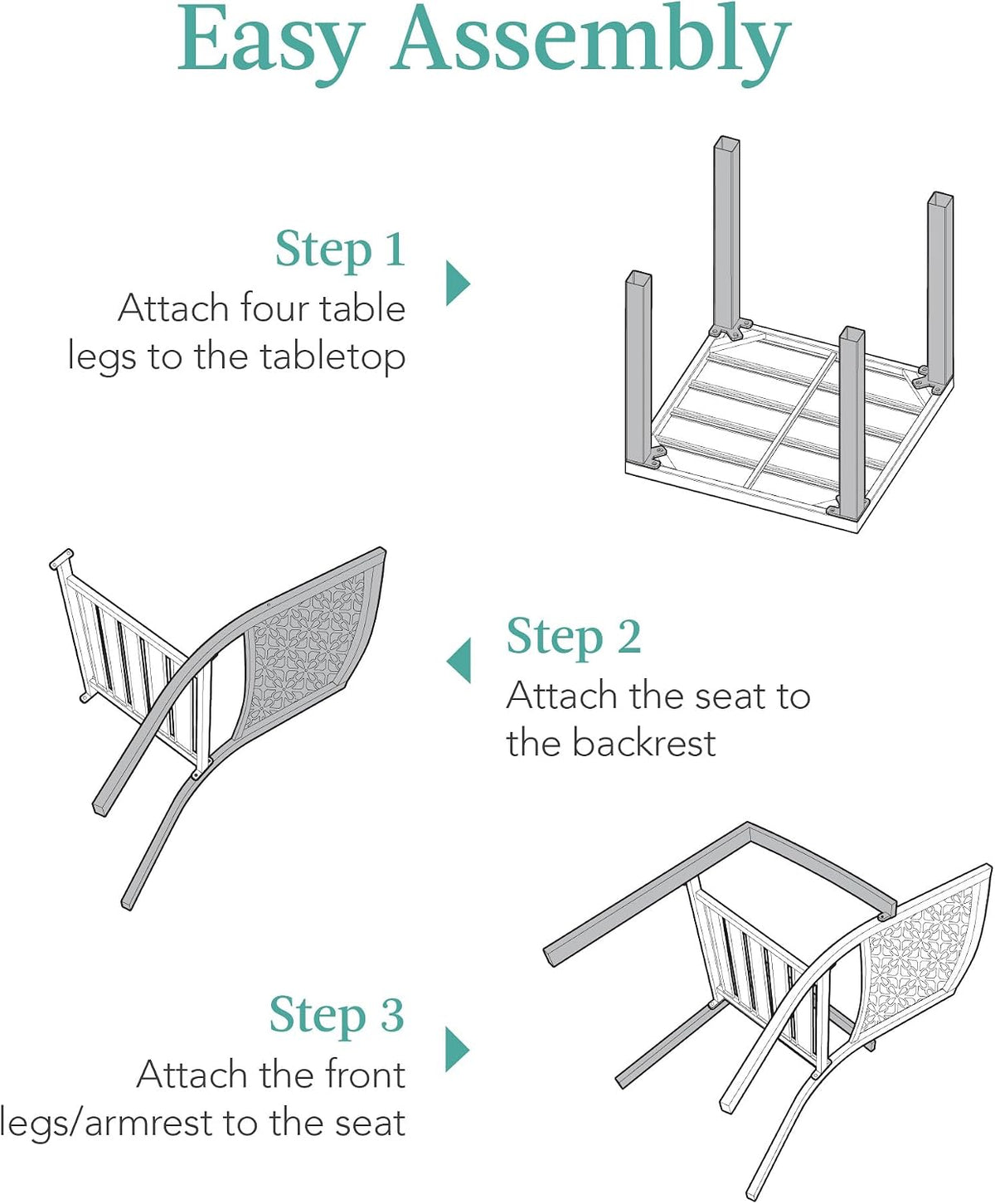 Best Choice Products 3-Piece Outdoor Bistro Set, Stackable Modern Steel Furniture for Porch, Garden w/ 2 Chairs, Table, Geometric Decor - Sage Green