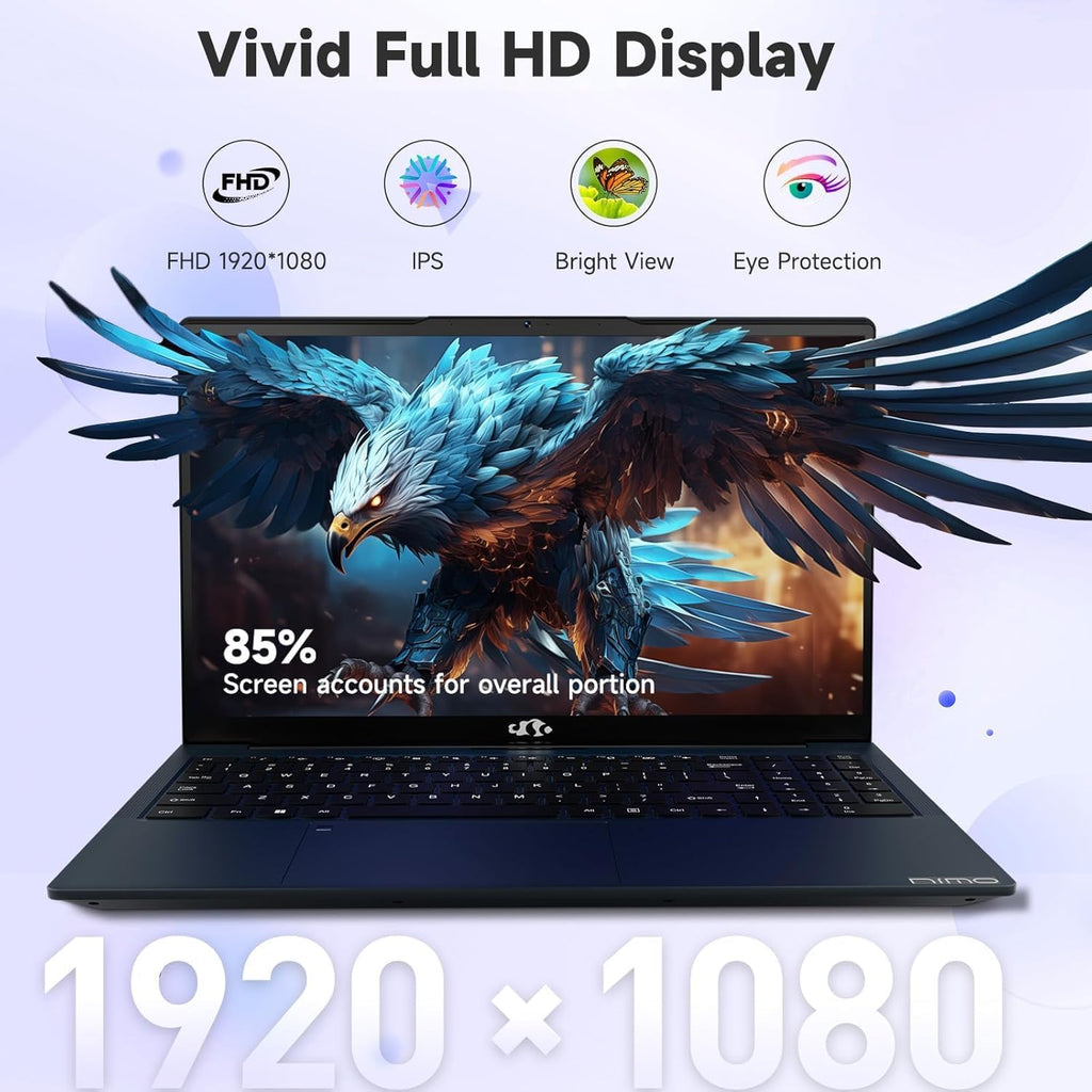 NIMO 15.6' IPS FHD-Laptop, Intel 6 Cores I3-1215U (Up to 4.4GHz, Beat Ryzen 5 7520U) 32GB RAM 1TB SSD Student Computer with 65W Type C Backlit Keyboard Fingerprint Wi-Fi 6, for Business
