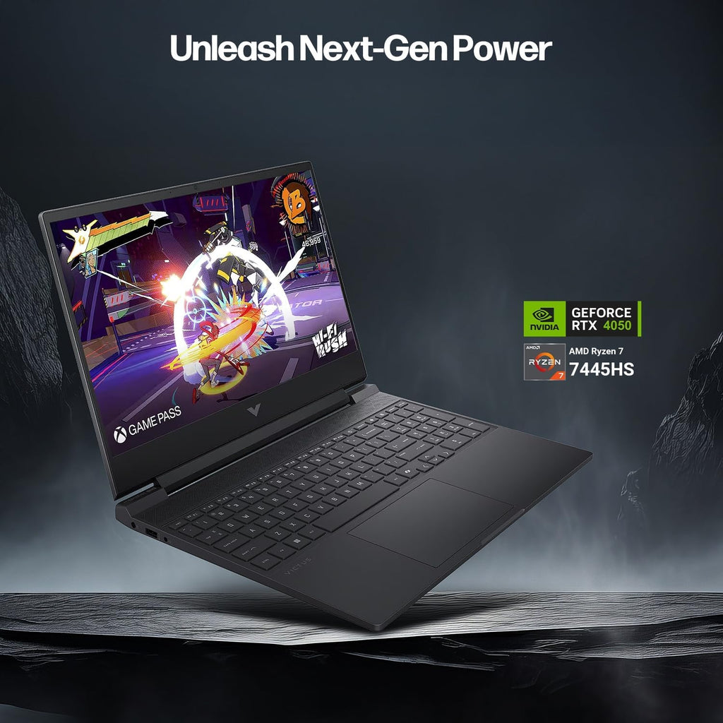 HP Victus 15.6' FHD 144Hz Gaming Laptop - AMD Ryzen 7 7445HS, 16GB RAM, NVIDIA RTX 4050 GPU, 512GB SSD, Backlit Keyboard, Wi-Fi 6E, Bundle with Mytrix Accessories, Mica Silver, Windows 11 Pro