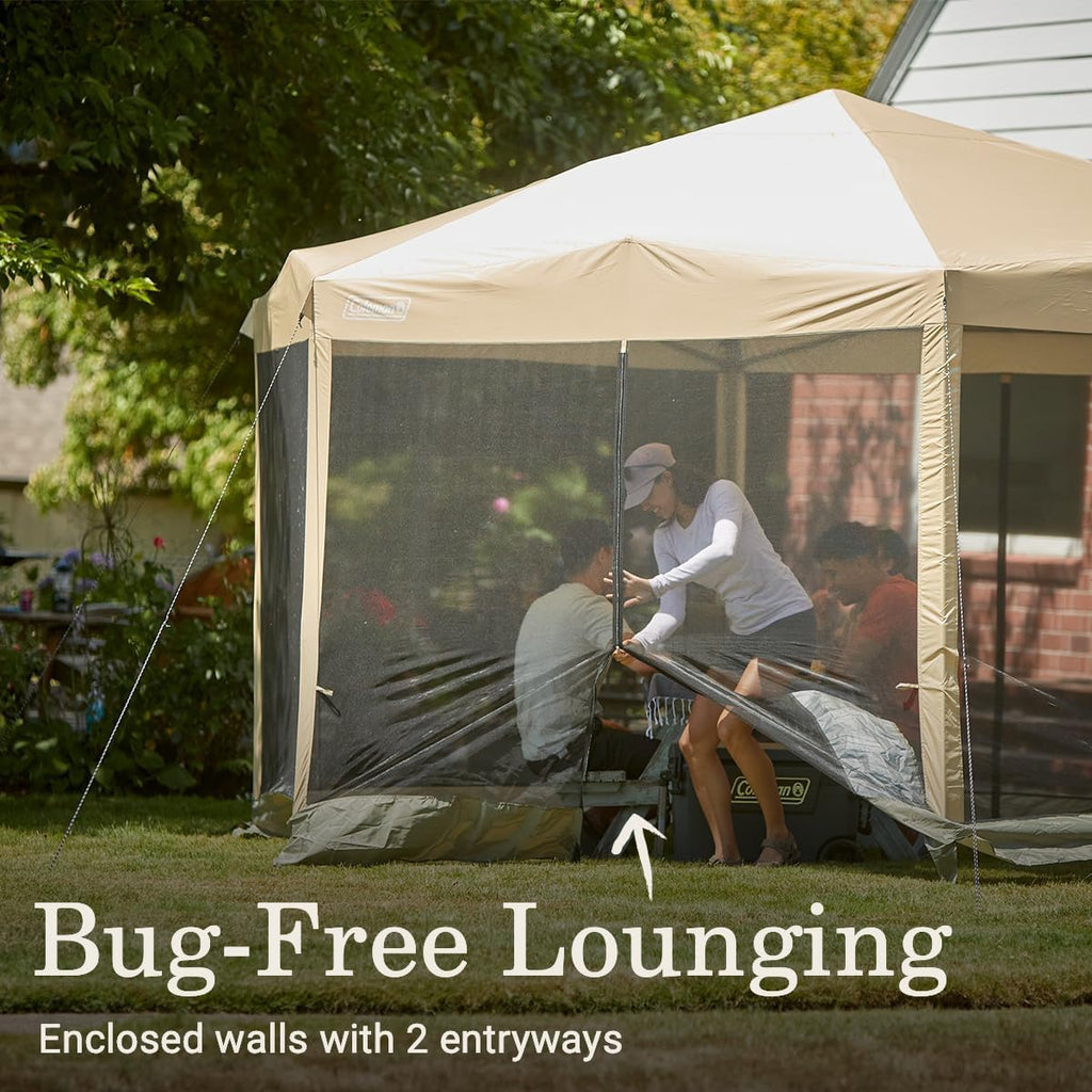 Coleman Back Home Screened Canopy Tent with Instant Setup, Outdoor Gazebo for Bug-Free Lounging, Fits Over Picnic Tables, Ideal for Parties, Events, Tailgates, Dining, & More