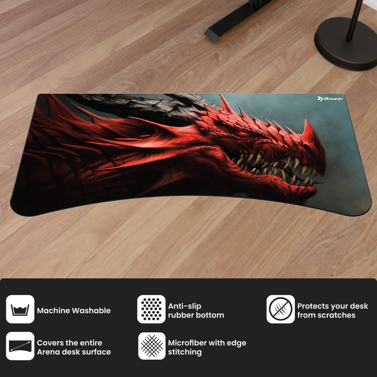 Arozzi Arena Gaming Desk Mat, Full Surface Custom Desk Pad, Interchangeable, Water Resistant & Washable Computer Desk Mouse Pad with Stitched Edges (D001)