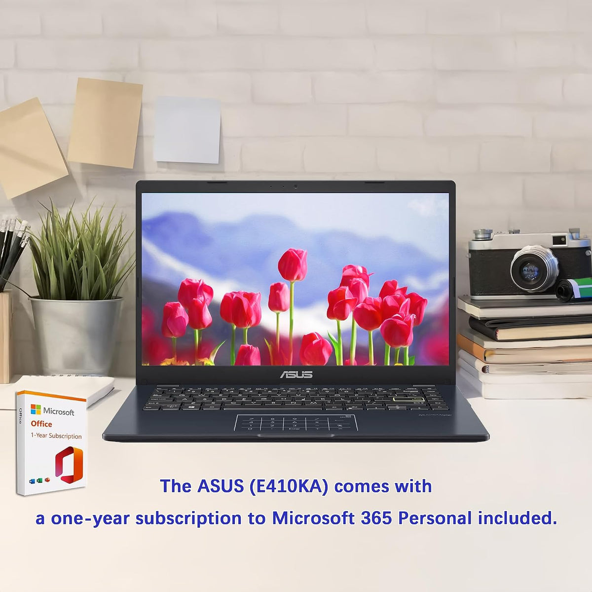 ASUS Vivobook go 14' FHD Laptop, Intel Pentium N6000 (Up to 3.30GHz), 1920x1080 Display, 4GB Memory, 64GB eMMC, 1-Year of Microsoft 365, NumberPad, Webcam, HDMI, Wi-Fi, Win11H in S Mode, E410KA