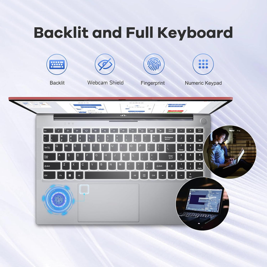 NIMO 15.6' FHD lPS-Business-Laptop, 8 Cores i5-12450H 16GB RAM 512GB SSD (Beat i7-11800H, Up to 4.4 GHz) 100W Type-C Fingerprint Backlit Keyboard WiFi-6, for Home and Student
