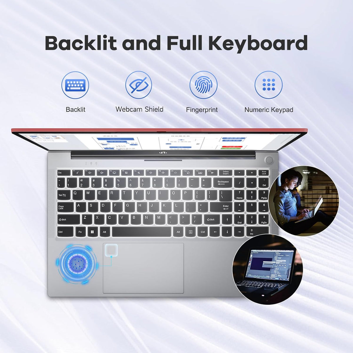NIMO 15.6' FHD lPS-Business-Laptop, 8 Cores i5-12450H 16GB RAM 512GB SSD (Beat i7-11800H, Up to 4.4 GHz) 100W Type-C Fingerprint Backlit Keyboard WiFi-6, for Home and Student