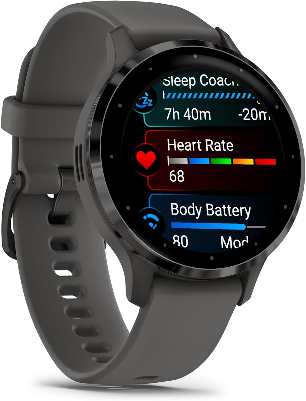 Garmin Venu 3S Advanced Fitness and Health Tracker Smart Watch Slate Stainless Steel Bezel with 41 MM Pebble Gray Case and Silicone Band 1.2 Inch AMOLED Touch Screen Display