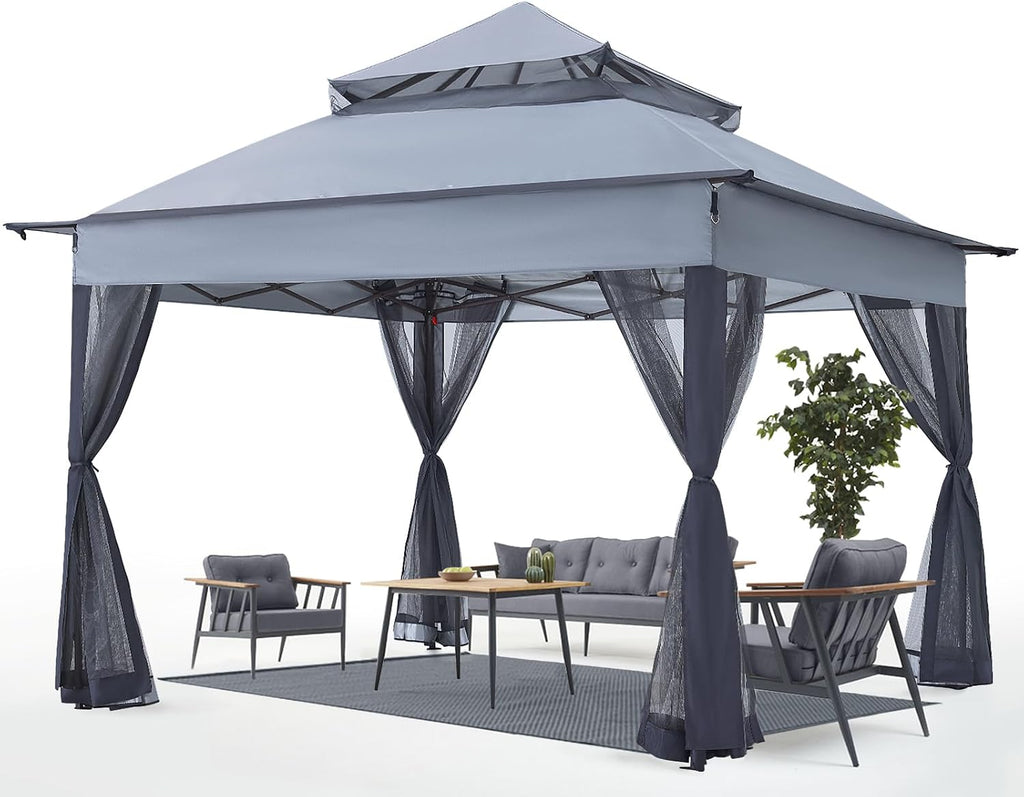 ABCCANOPY Pop Up Gazebo 11x11 - Outdoor Canopy Tent with Mosquito Netting for Patio Garden Backyard (Gray)