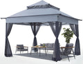 ABCCANOPY Pop Up Gazebo 11x11 - Outdoor Canopy Tent with Mosquito Netting for Patio Garden Backyard (Gray)
