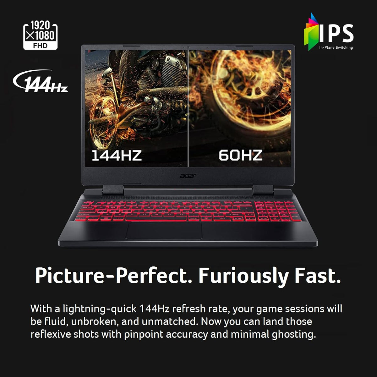 Acer Nitro 5 AN515-58-57Y8 Gaming Laptop | Intel Core i5-12500H | NVIDIA GeForce RTX 3050 Ti Laptop GPU | 15.6' FHD 144Hz IPS Display | 16GB DDR4 | 512GB Gen 4 SSD | Killer Wi-Fi 6 | Backlit Keyboard