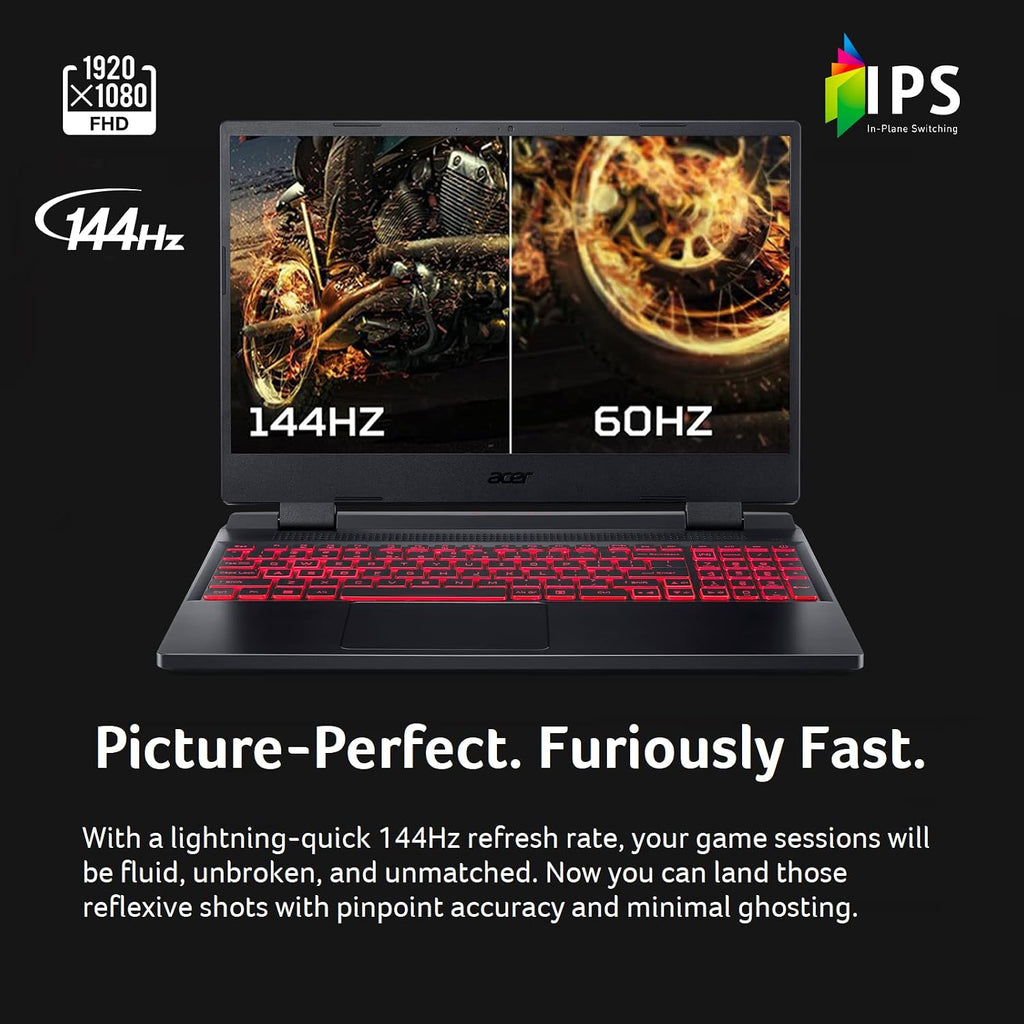 Acer Nitro 5 AN515-58-525P Gaming Laptop | Intel Core i5-12500H | NVIDIA GeForce RTX 3050 Laptop GPU | 15.6' FHD 144Hz IPS Display | 8GB DDR4 | 512GB PCIe Gen 4 SSD | Killer Wi-Fi 6 | Backlit Keyboard