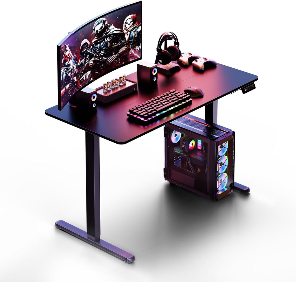 Shintenchi Standing Desk, Height Adjustable Electric Sit Stand up Desk, Ergonomic Rising Computer Table, 48x24 Inch Modern Lift Gaming Desk Workstation for Home Office, Black