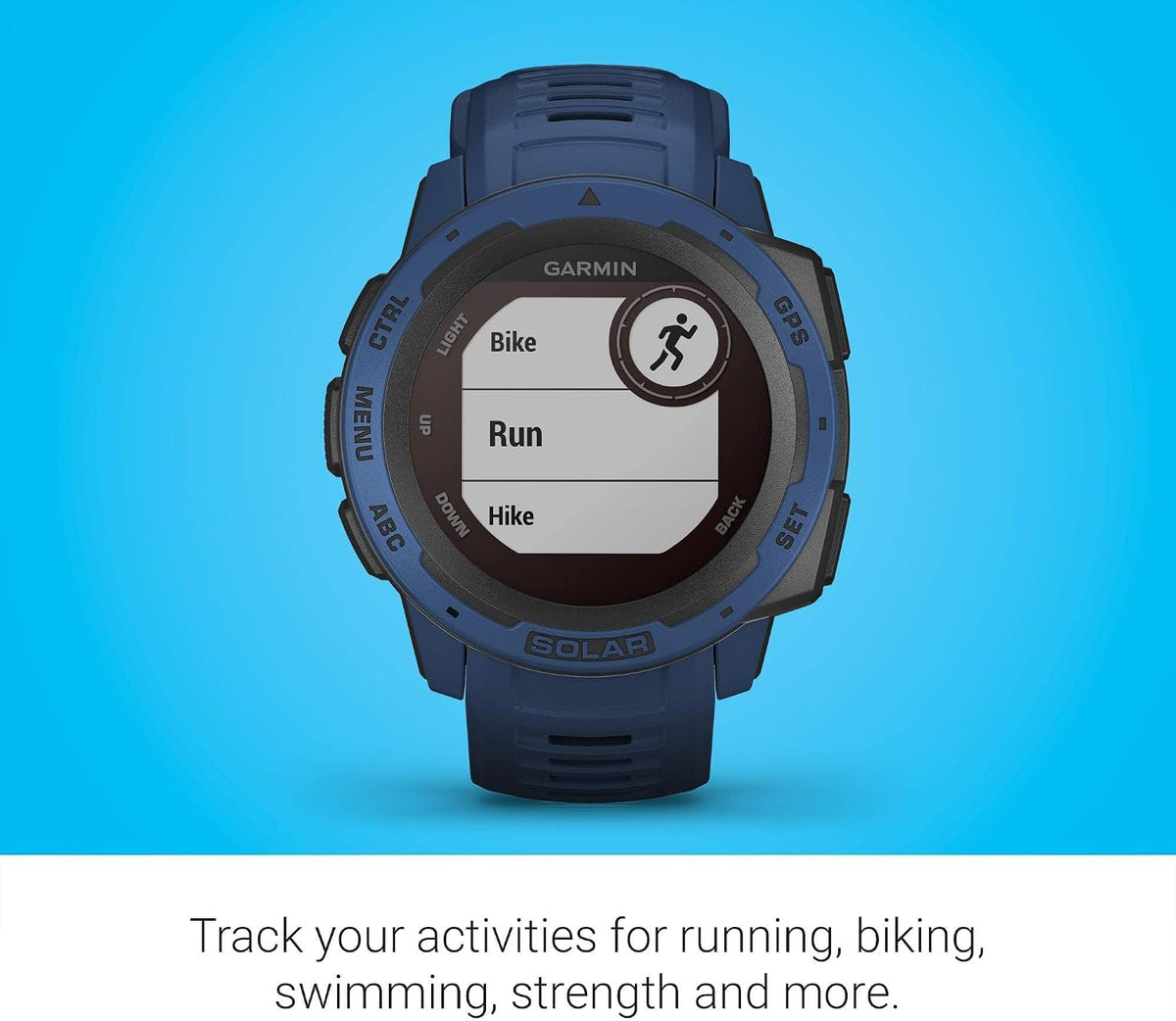 Garmin - Instinct Solar Rugged GPS Smartwatch 45mm - Tidal Blue (Renewed)
