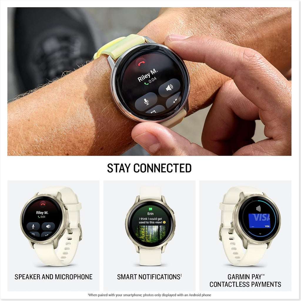 Garmin Venu 4, 41mm, Advanced Fitness Tracker GPS Smartwatch, 1.2' AMOLED Display, Built-in Flashlight, 10 Days of Battery Life, Lunar Gold with Bone Silicone Band (Watch Bundle)