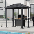 Aoxun Grill Hardtop Gazebo 5 x 8 FT, Outdoor Metal Hard Top Gazebo, Permanent BBQ Pavilion with Galvanized Steel Roof, Aluminum Pavilion with Shelves for Lawn, Garden, Patio, Backyard (Dark)