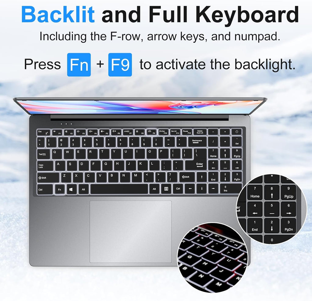 NIAKUN 2026 Gaming Laptop,16 Inch Laptops Computer with Windows 11 Pro & Microsoft Office,16GB RAM 1TB SSD,Intel N150(4C/4T),Backlit Keyboard,Mini HDMI,cam|Mic,Portable Thin for College,Work,Student