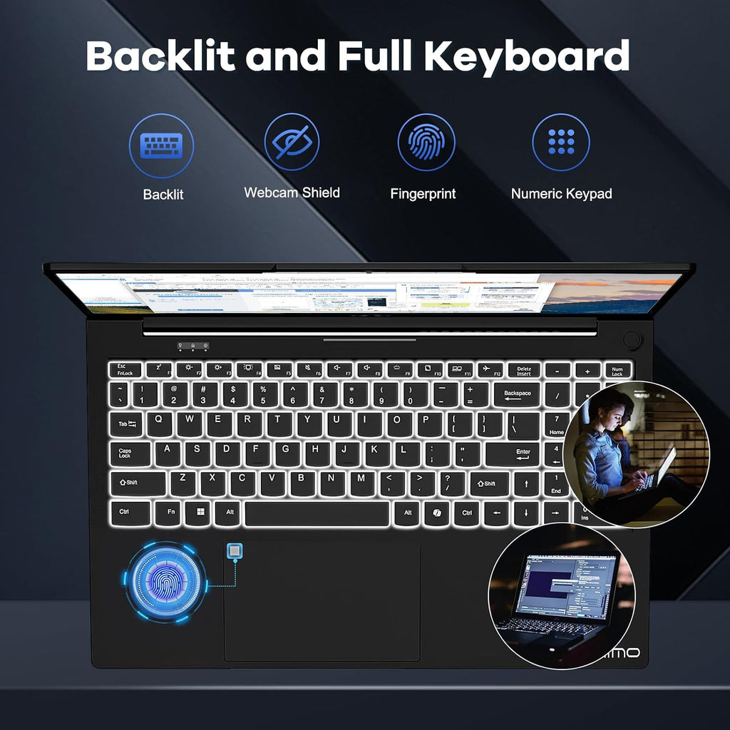 NIMO 15.6' FHD lPS-Business-Laptop, 8 Cores i5-12450H 16GB RAM 512GB SSD (Beat i7-11800H, Up to 4.4 GHz) 100W Type-C Fingerprint Backlit Keyboard WiFi-6, for Home and Student