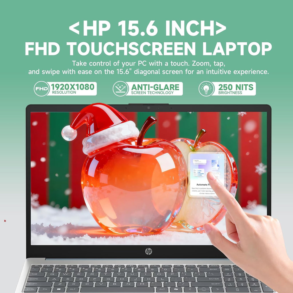 HP 15.6 Touchscreen Laptop Computer - 16GB RAM, 1TB SSD, Windows 11 Pro, FHD Anti-Glare, Intel Core i3-N305, Intel UHD Graphics, Copilot AI, Long Battery Life, Business Laptop for Work & Students