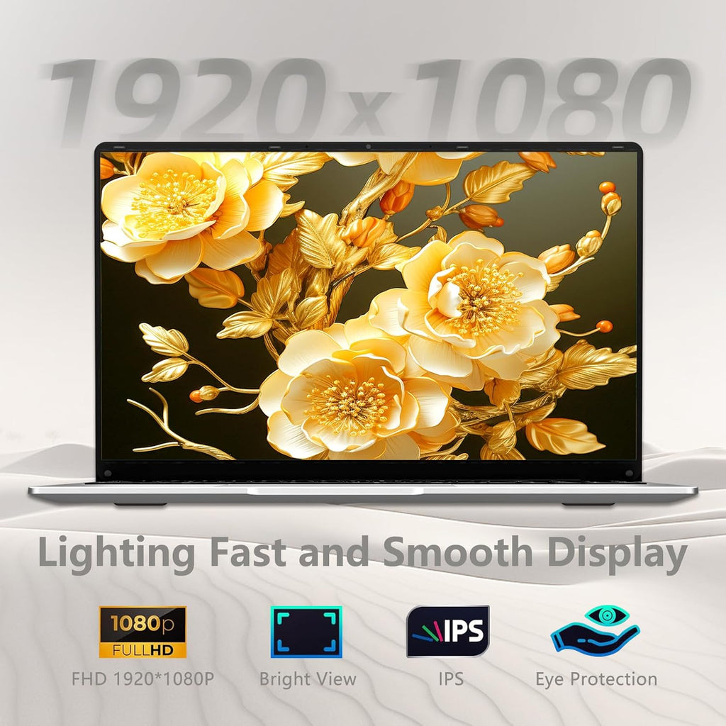 15.6 inch Laptop, Laptops with Celeron N4000, 2025 Gaming Laptop for 12GB LPDDR4 256GB SSD, IPS FHD 1920x1080, WiFi+BT4.2+Mini HDMI+TF Card Slot, Traditional Laptops Computers Convertible 180° Netbook