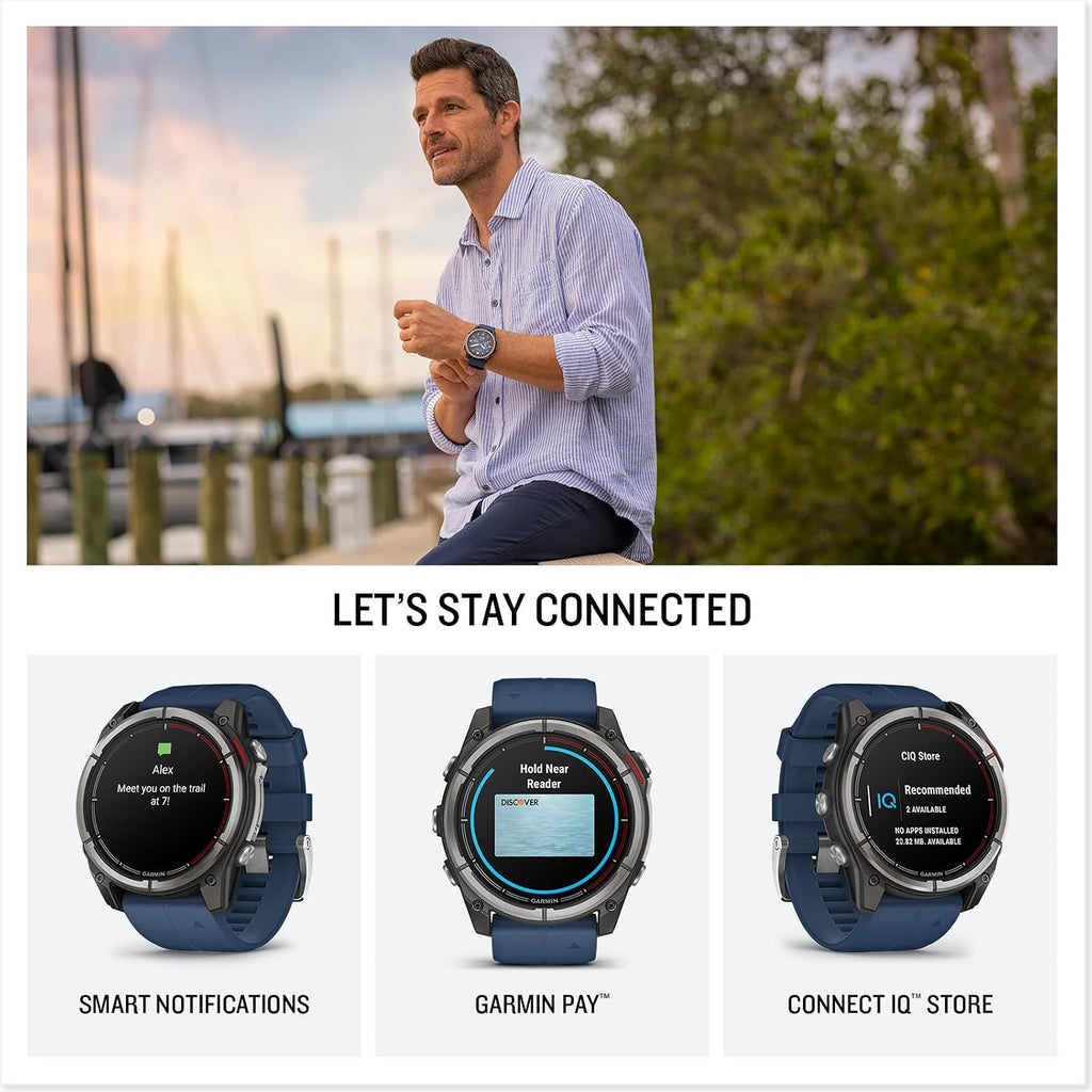 Garmin® quatix® 8, 51 mm, Marine GPS Smartwatch, Bright AMOLED Display, Chartplotter Controls, Built-in Flashlight, 24/7 Health & Wellness Features