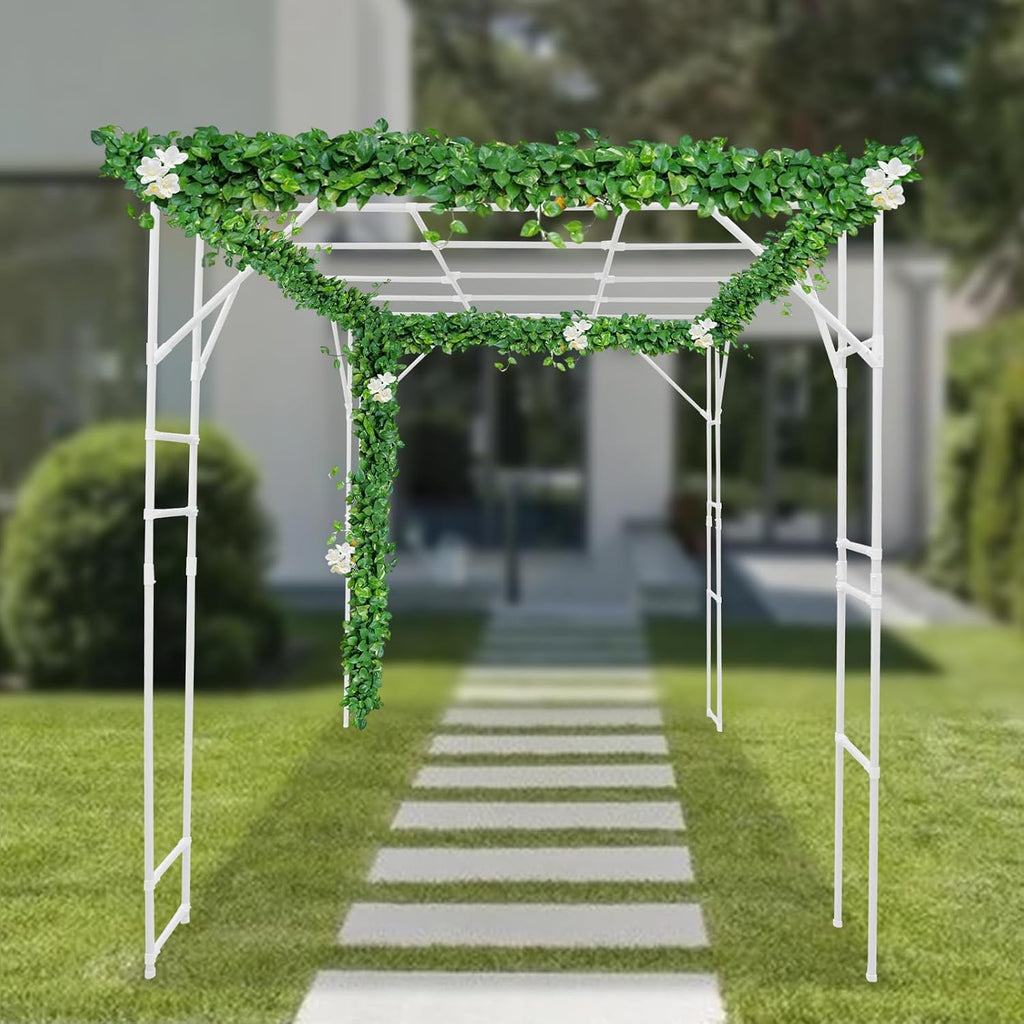 Bacocoo Plant Climbing Stand, Outdoor Plant Support Rack, Heavy Duty Steel & ABS with PE Coating for Vines, Flowers, Vegetables - Easy Install for Garden, Yard, Patio Decoration of Pavilions. (White)