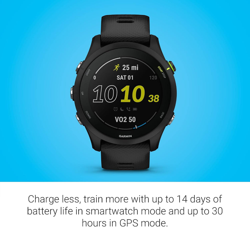 Garmin Forerunner 255 Music, GPS Running Smartwatch with Music, Advanced Insights, Long-Lasting Battery, Black (Renewed), 46 MM