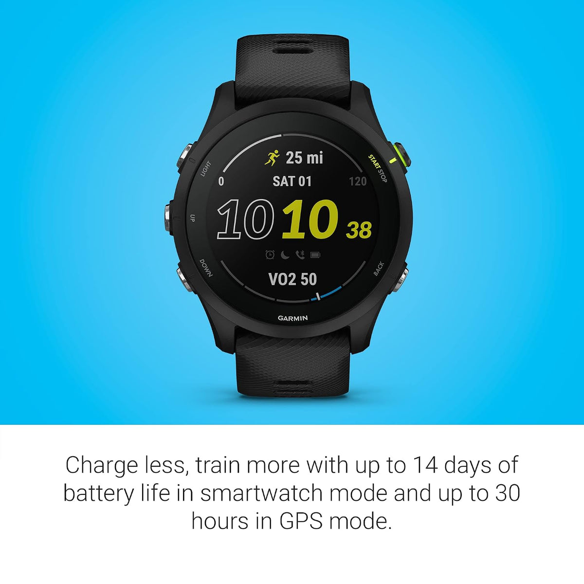 Garmin Forerunner 255 Music, GPS Running Smartwatch with Music, Advanced Insights, Long-Lasting Battery, Black (Renewed), 46 MM