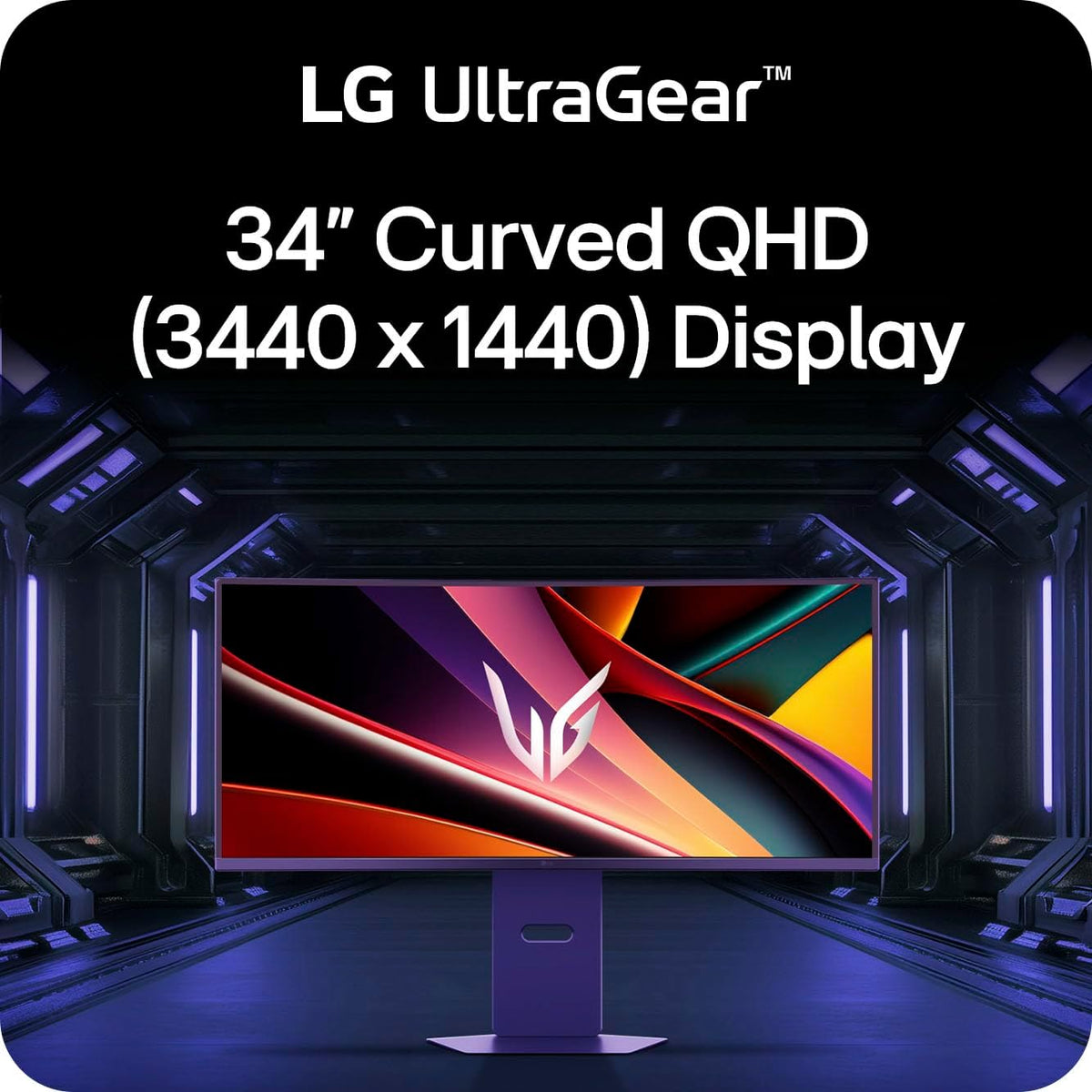 LG 34G600A-B 34-inch Ultragear WQHD (3440 x 1440) Curved Gaming Monitor 160Hz, AMD FreeSync Premium, HDR10, Built-in Speaker, Reader Mode, HDMI 2.1, DisplayPort, Tilt/Height/Swivel Stand, Black