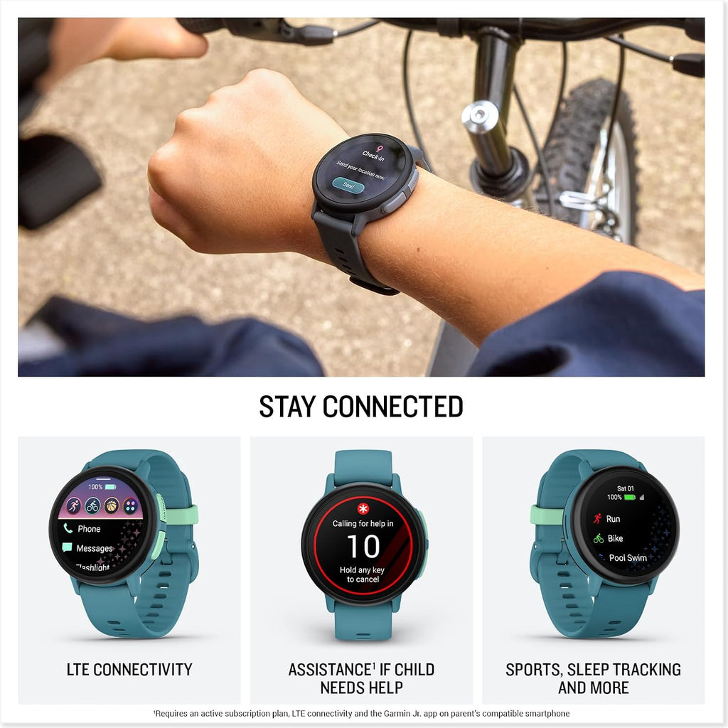 Garmin Bounce™ 2, Kids Smartwatch with Calling, Messaging and Location Tracking Features, Turquoise