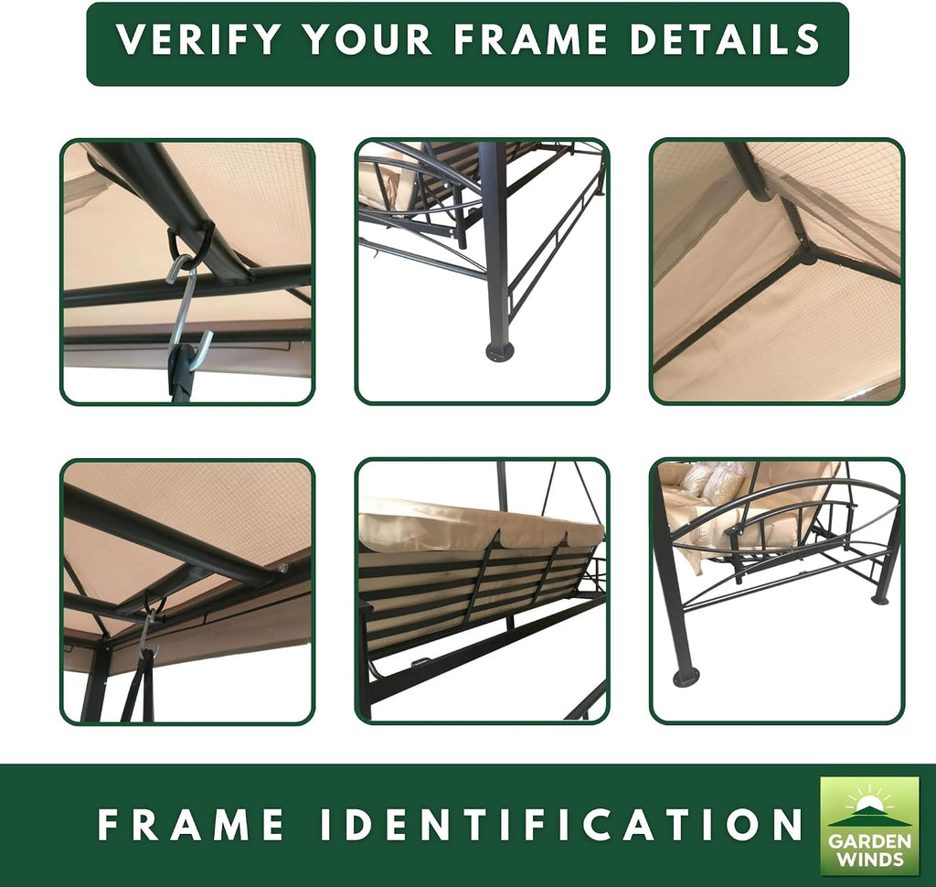 Garden Winds Reinforced Replacement Canopy Top Cover Compatible with The Debora Gazebo 01-0884 Swing - Classic Sand, Riplock 350