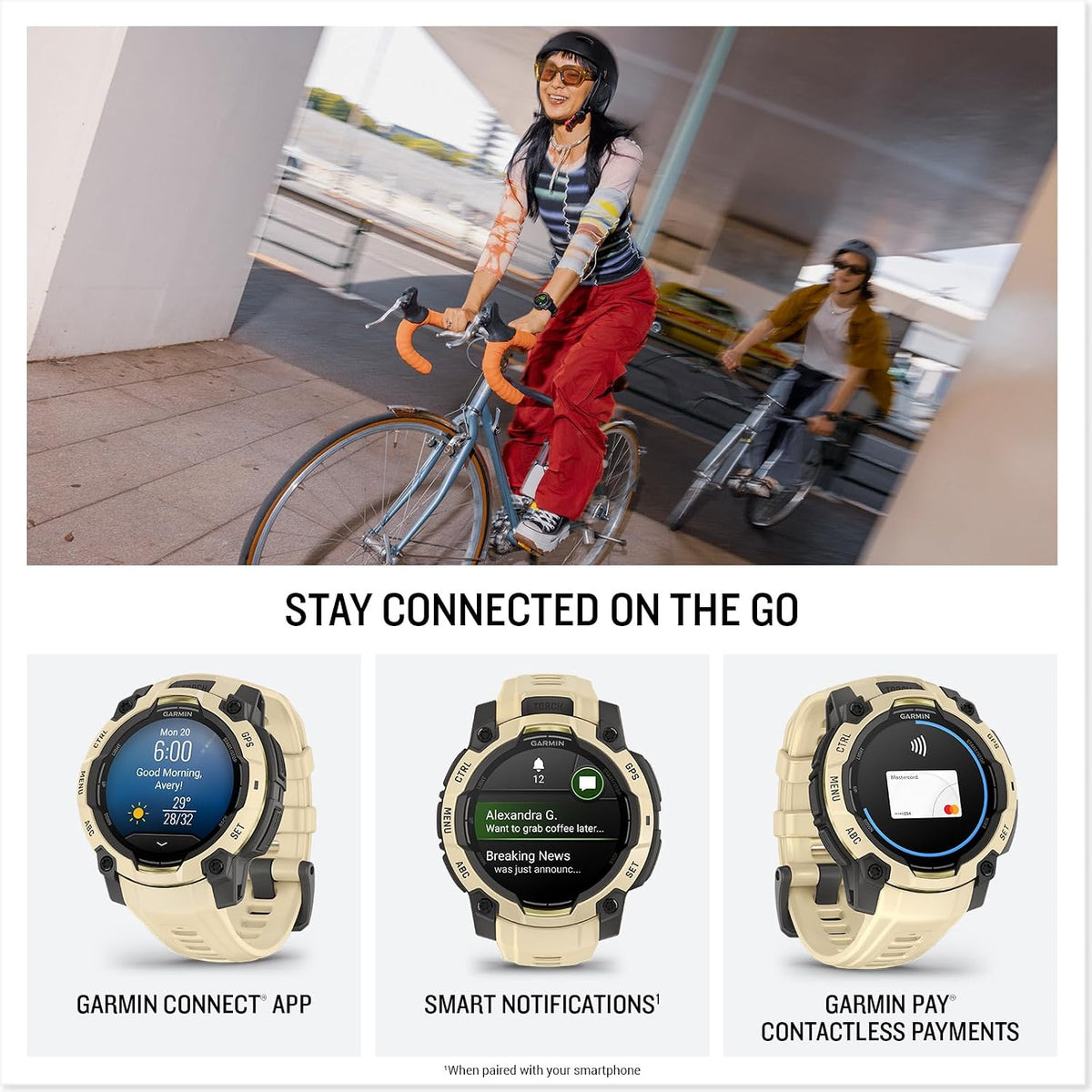 Garmin Instinct 3-45 mm, AMOLED Display, 18 Day Battery, Rugged Outdoor GPS Smartwatch, Built-in Flashlight, Alpine Rush Collection Limited Edition Color, Citrine with Citrine Band Bundle