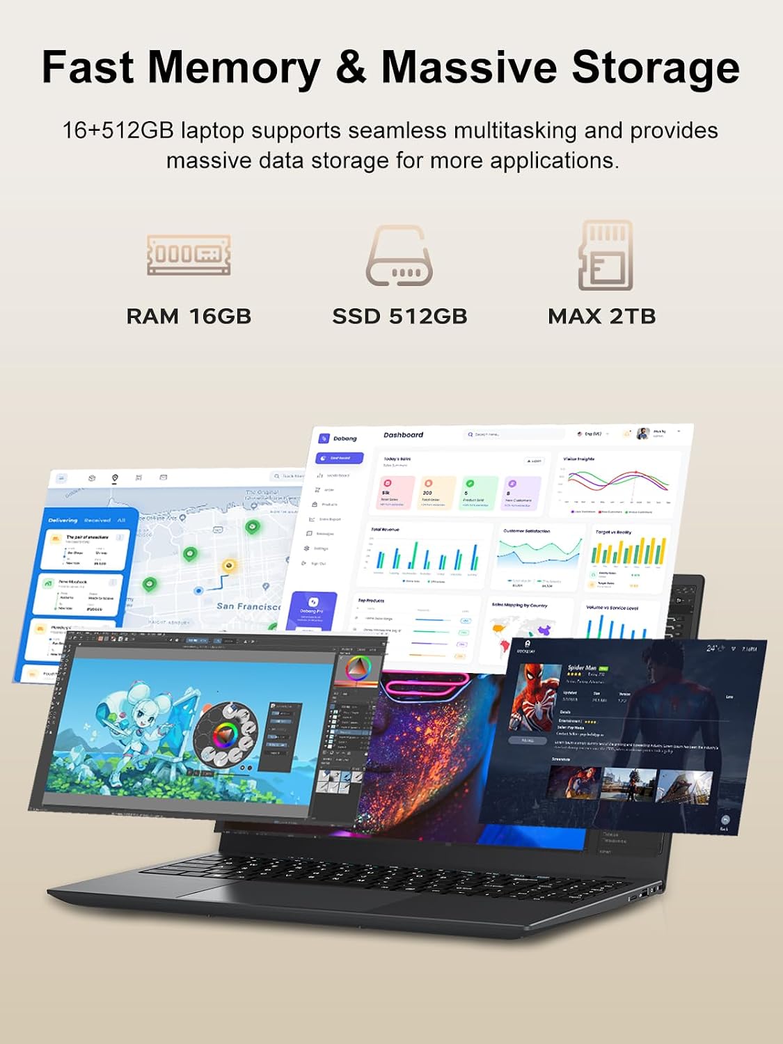 BLUEING 15.6-Inch Laptop Computer, Gold 6500Y Processor (Up to 3.4GHz), 16GB RAM 512GB SSD, 1080P FHD IPS Display, Win11, Type-C, HDMI, USB3.2, BT5.2, WiFi 5, Laptops