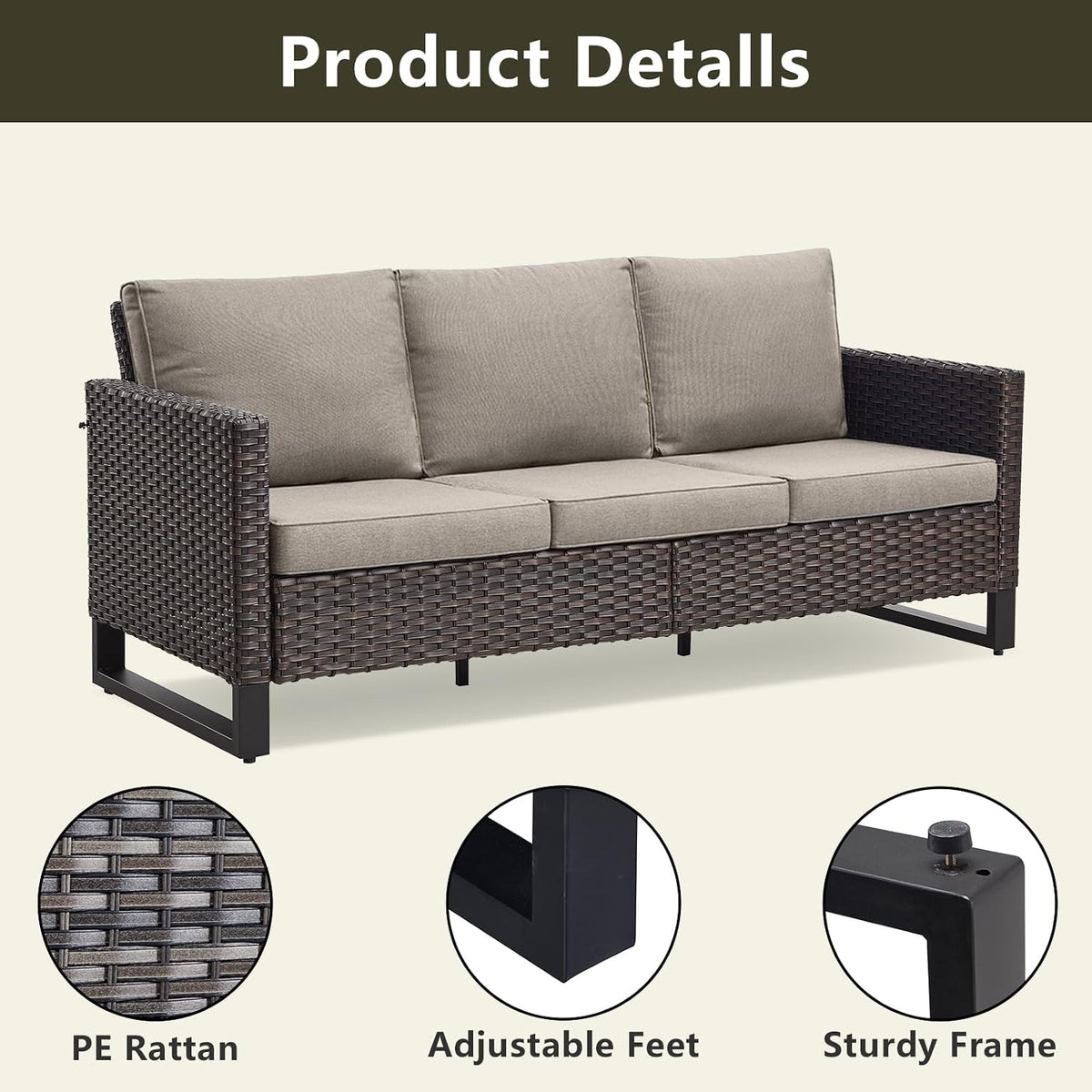 Rilyson Luxury Wicker Outdoor Patio Furniture Set - 7 Piece Patio Conversation Set with 4 Swivel Rocker Chairs,2 Rattan Ottoman and 1 Couch for Outside Porch Deck Backyard(Brown/Grey)