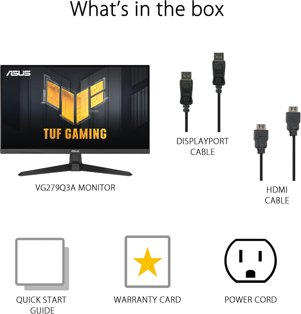 ASUS TUF Gaming 25' (24.5 viewable) 1080P Gaming Monitor (VG259Q3A) – FHD, 180Hz, 1ms, Fast IPS, Extreme Low Motion Blur, FreeSync, Variable Overdrive, Speakers, 99% sRGB, Shadow Boost 3yr Warranty