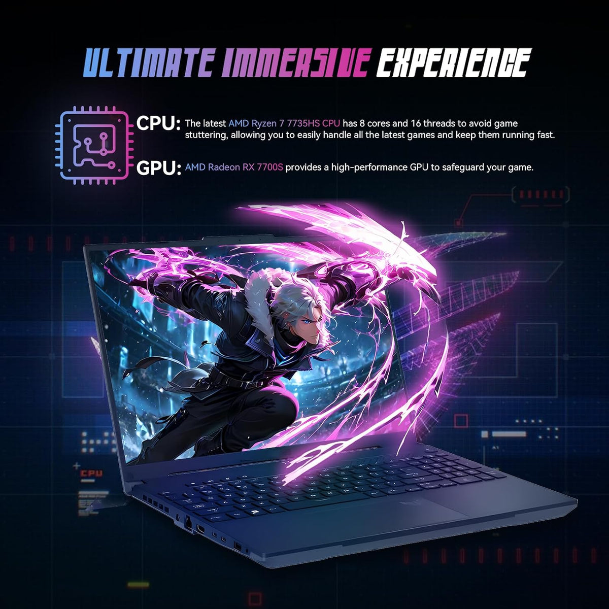 ASUS TUF A16 16' FHD 165Hz Gaming Laptop - AMD Ryzen 7 7735HS, Radeon RX 7700S, 16GB DDR5, 1TB SSD, RGB Backlit KB, Wi-Fi 6, Win11 Pro - Off Black (w/Accessories)
