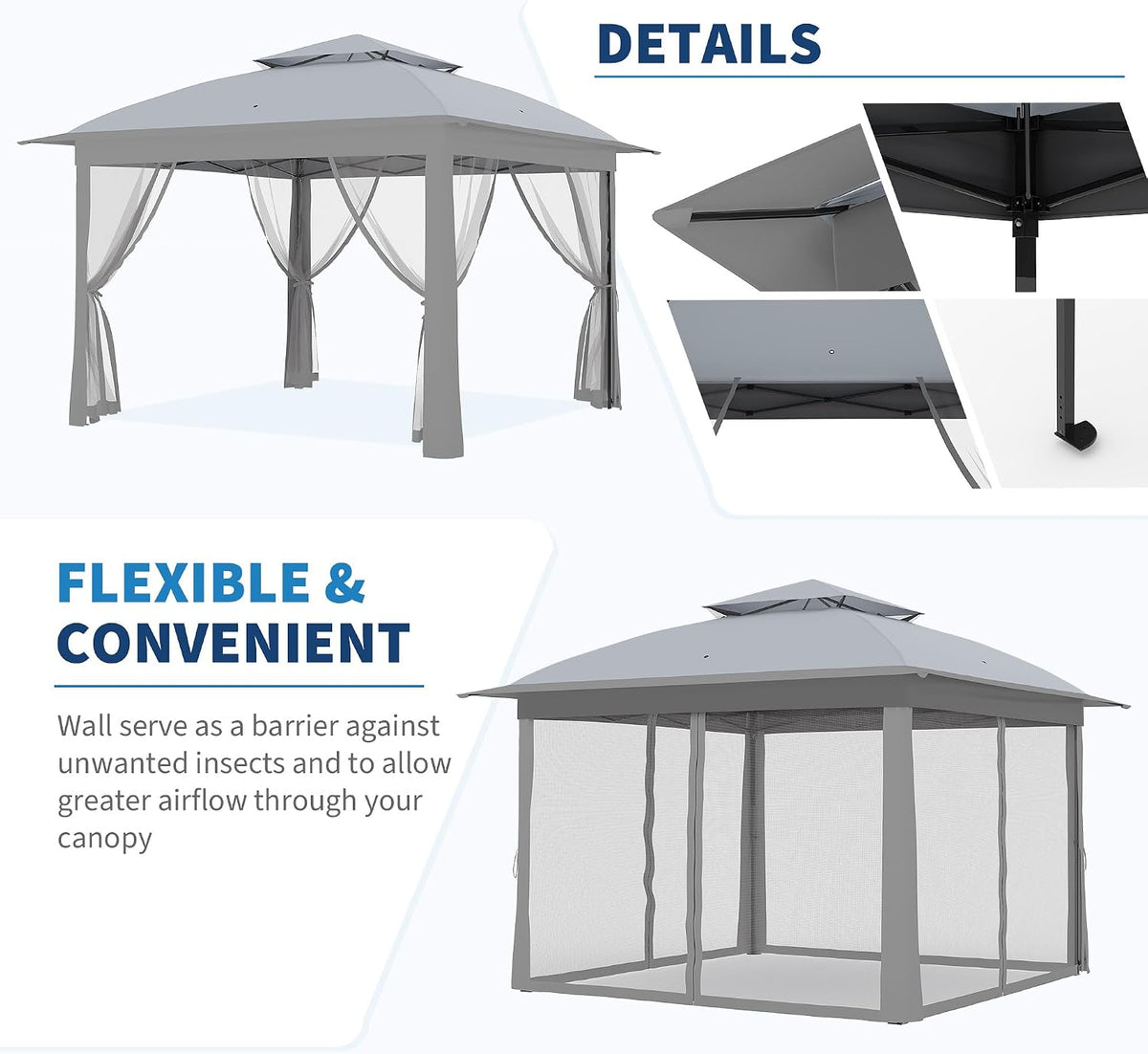 GarveeLife Outdoor Canopy Tent with Mosquito Netting, 11FTfor Patio, Outdoor Gazebo with Portable Carrying Bag