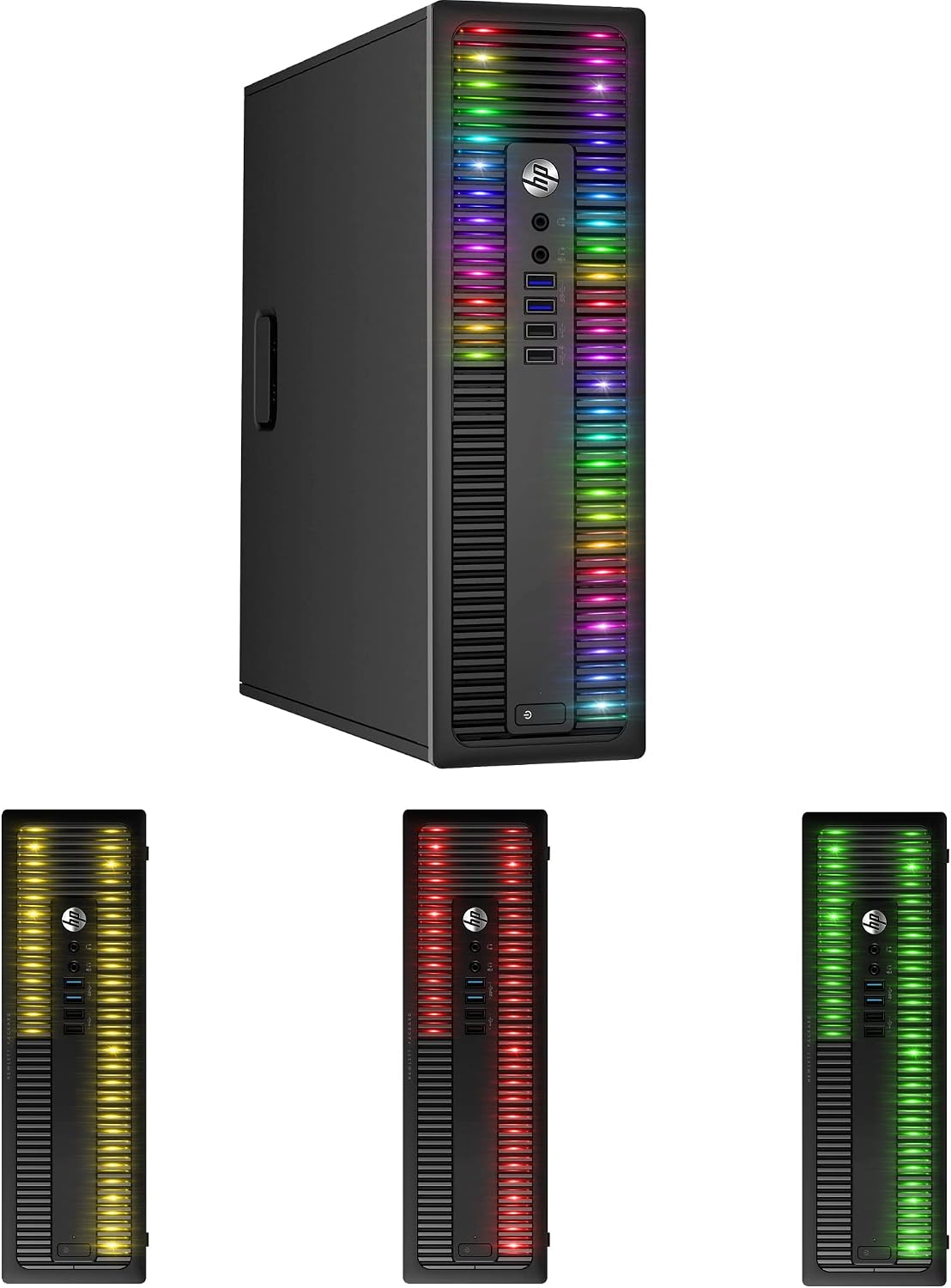 HP Custom Built RGB Lights PC with 24 Inch Monitor ProDesk Desktop Computer Intel Core i5 6500 Quad-Core Processor 16GB RAM 512GB SSD Windows 11 Gaming Keyboard & Mouse (Renewed)