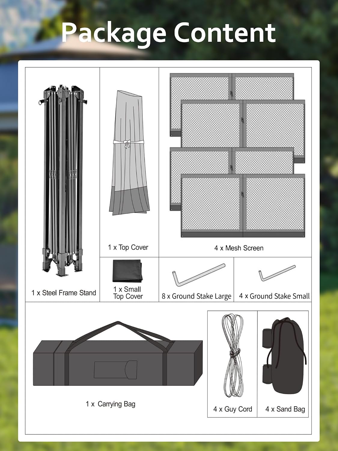Garvee 13x13 ft Pop Up Gazebo, Canopy Tent with Mosquito Netting, Outdoor Gazebos for Backyard & Patio Furniture - Pop Up Canpy with Wheeled STO-N-Go Cover Bag (Light Blue+Light Grey)