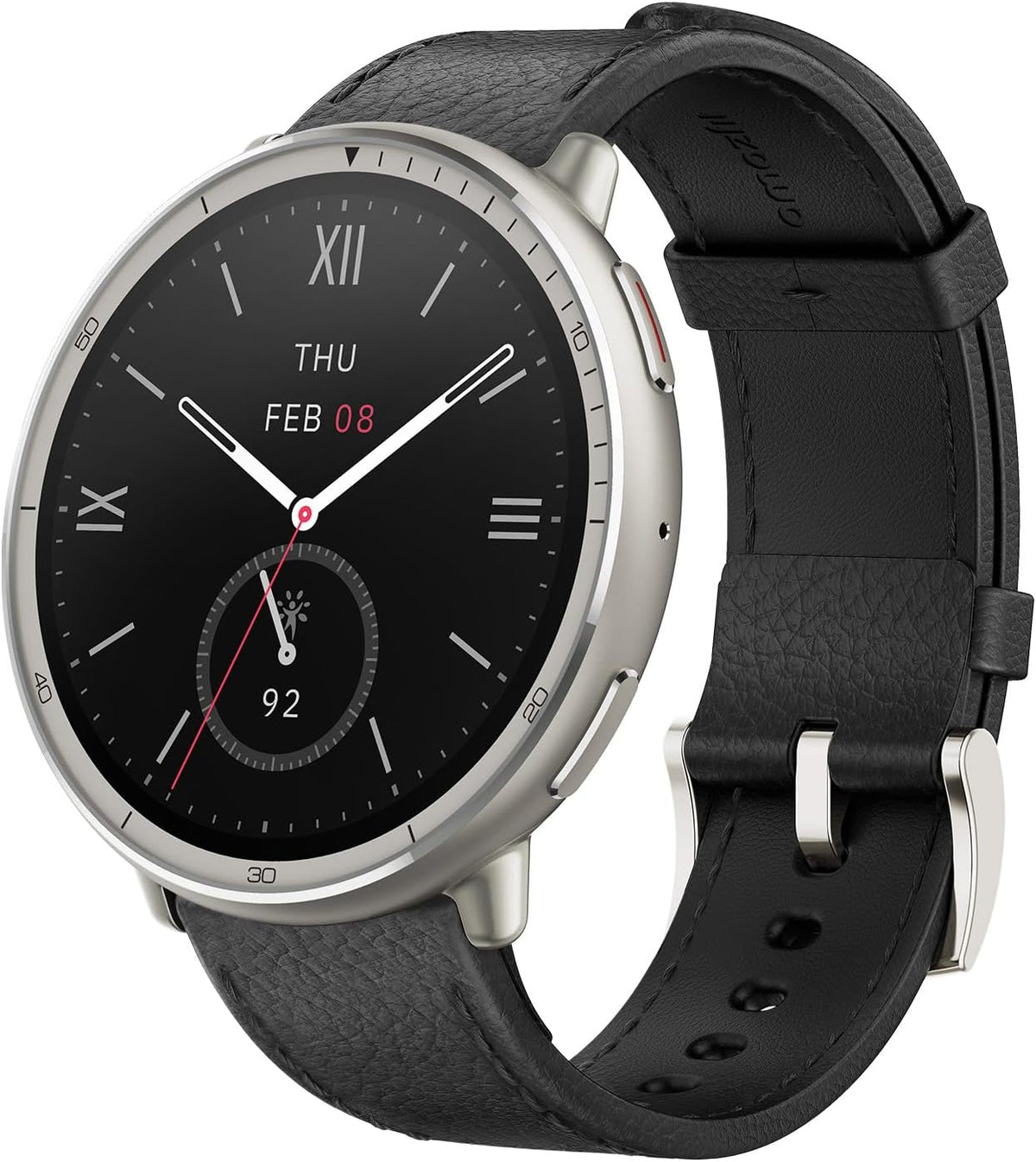 Amazfit Active 2 Premium Smart Watch Fitness Tracker (Round) for Android & iPhone, 10 Day Battery, Water Resistant, GPS Maps, Heart & Sleep Monitor, HYROX Mode, Sapphire Glass, Leather + Sport Strap